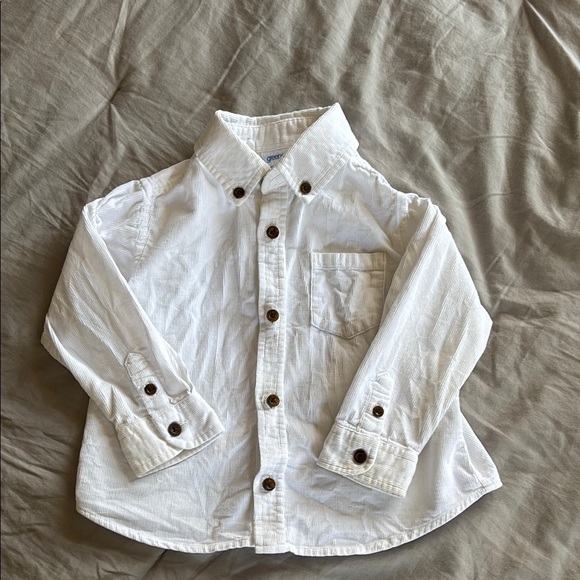 Classic White Kids' Button-Up ribbed corduroy long sleeve shirt Greendog 18mo - Picture 1 of 6